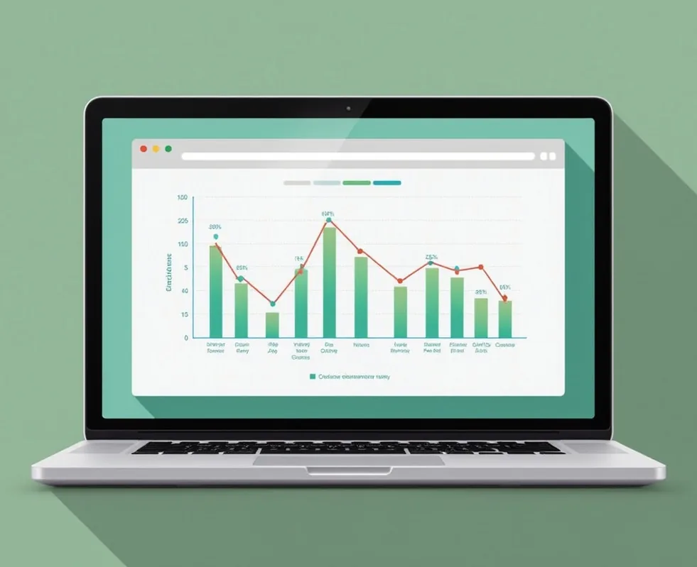 Carbon footprint analysis charts on laptop screen