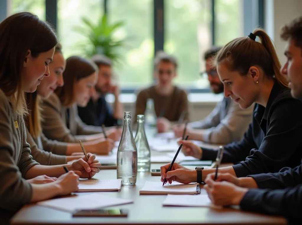 Sustainability workshop participants taking notes